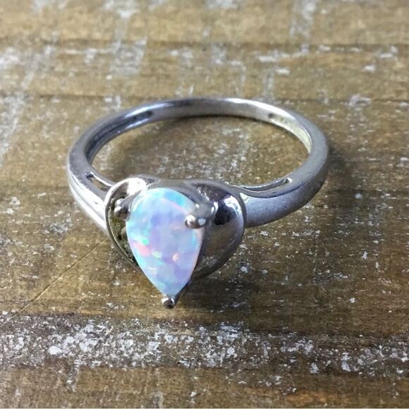 Silver tone set necklace earrings ring Sz 7 bracelet - Picture 3 of 6